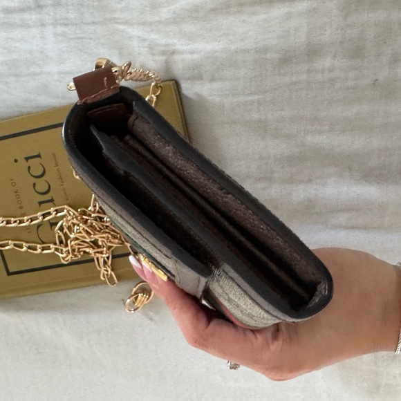 Authentic GUCCI GG Supreme Monogram Web Ophidia Wallet On Chain Crossbody Bag - Picture 8 of 14